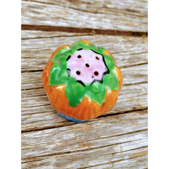 Vintage Salt Cellar  with pepper shaker Tray Pumpkin Lusterware - Picture 4 of 10